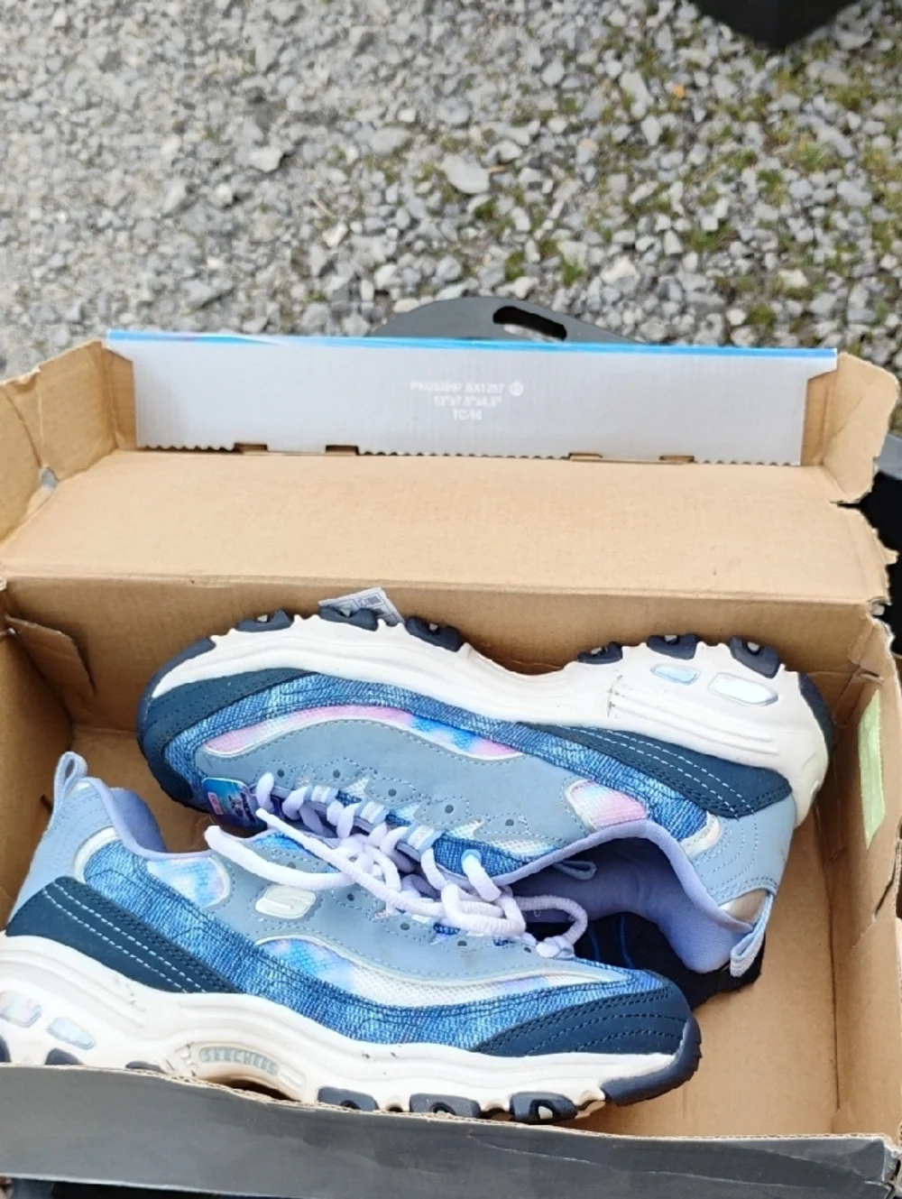 New Skechers Women's Blue and White Memory Foam Lace-Up Sneakers (D-55) - Picture 9 of 10